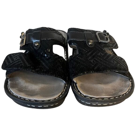 Alegria PEG-530 Black Leather Sparkle Velcro Strap Sandals Sz 38 = Women’s 7.5/8 - Picture 7 of 13